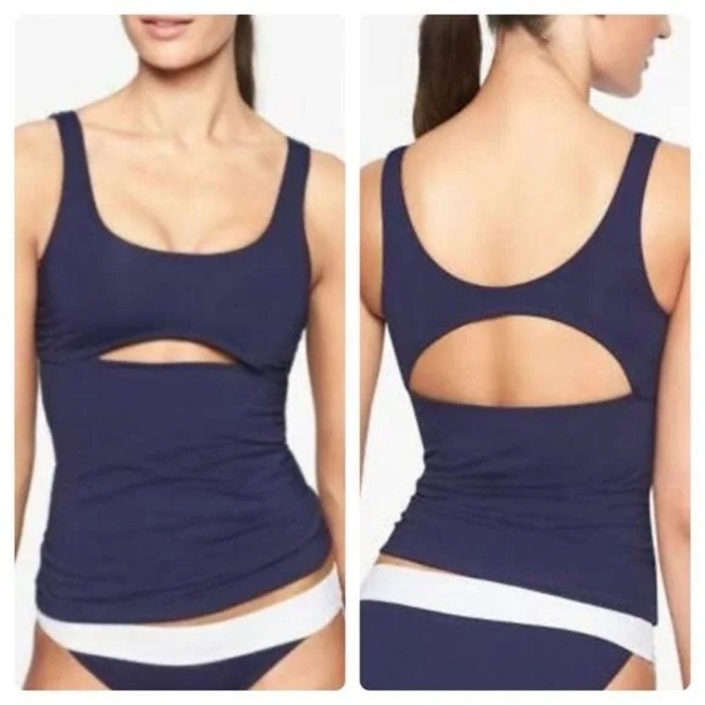 Athleta Navy Cutout Tankini Top